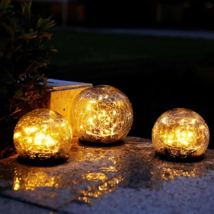 Solar Garden Globe Lights – Cracked Glass Orbs for a Magical Garden Glow