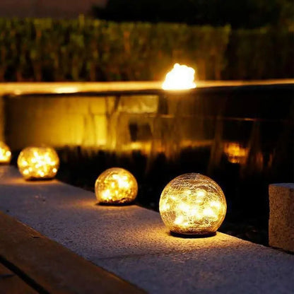Solar Garden Globe Lights – Cracked Glass Orbs for a Magical Garden Glow