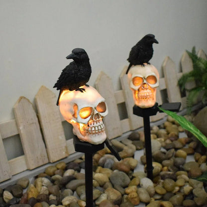 Solar Halloween Crow Skull Light - Outdoor Waterproof LED Light for Balcony, Holiday Lawn, Garden Decor, and Decorative Lighting