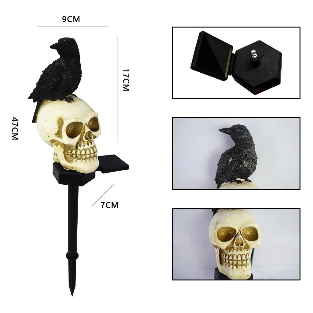 Solar Halloween Crow Skull Light - Outdoor Waterproof LED Light for Balcony, Holiday Lawn, Garden Decor, and Decorative Lighting
