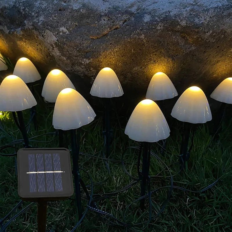 Solar-Powered Garden Mushroom Fairy Lights – IP65 Waterproof LED Garland for Enchanting Garden, Patio & Pathway Décor