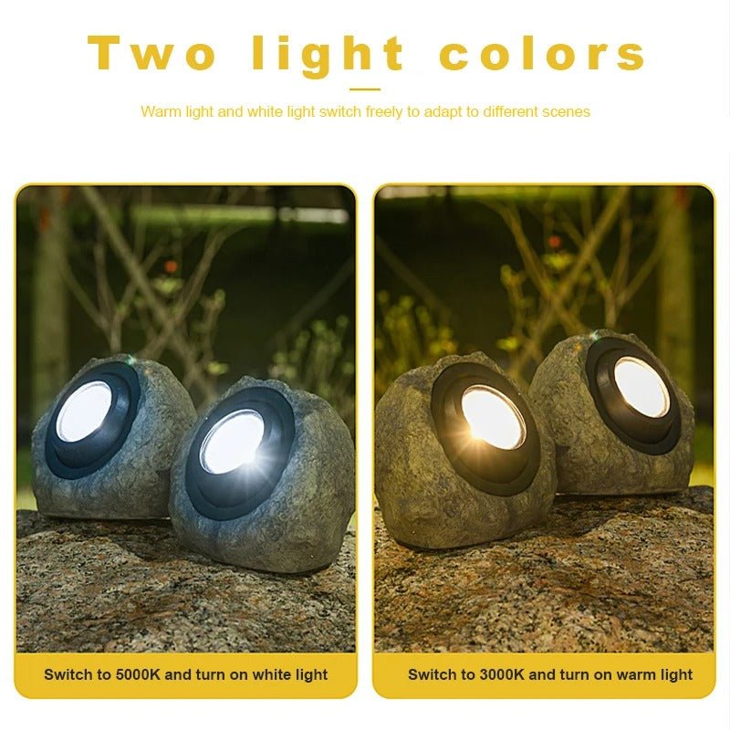 Solar Powered Light Simulation Stone Lamp - Waterproof Solar Powered Rock Light, Landscaping Spotlights