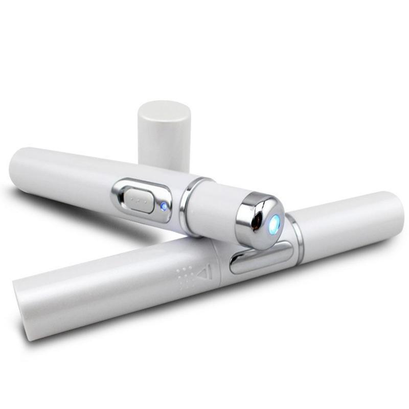Blue LED Beauty Pen - Slim Handheld Wand with Warming Metal Tip