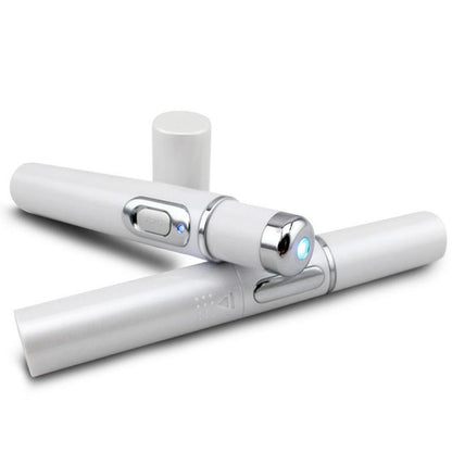 Blue LED Beauty Pen - Slim Handheld Wand with Warming Metal Tip