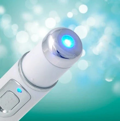 Blue LED Beauty Pen - Slim Handheld Wand with Warming Metal Tip