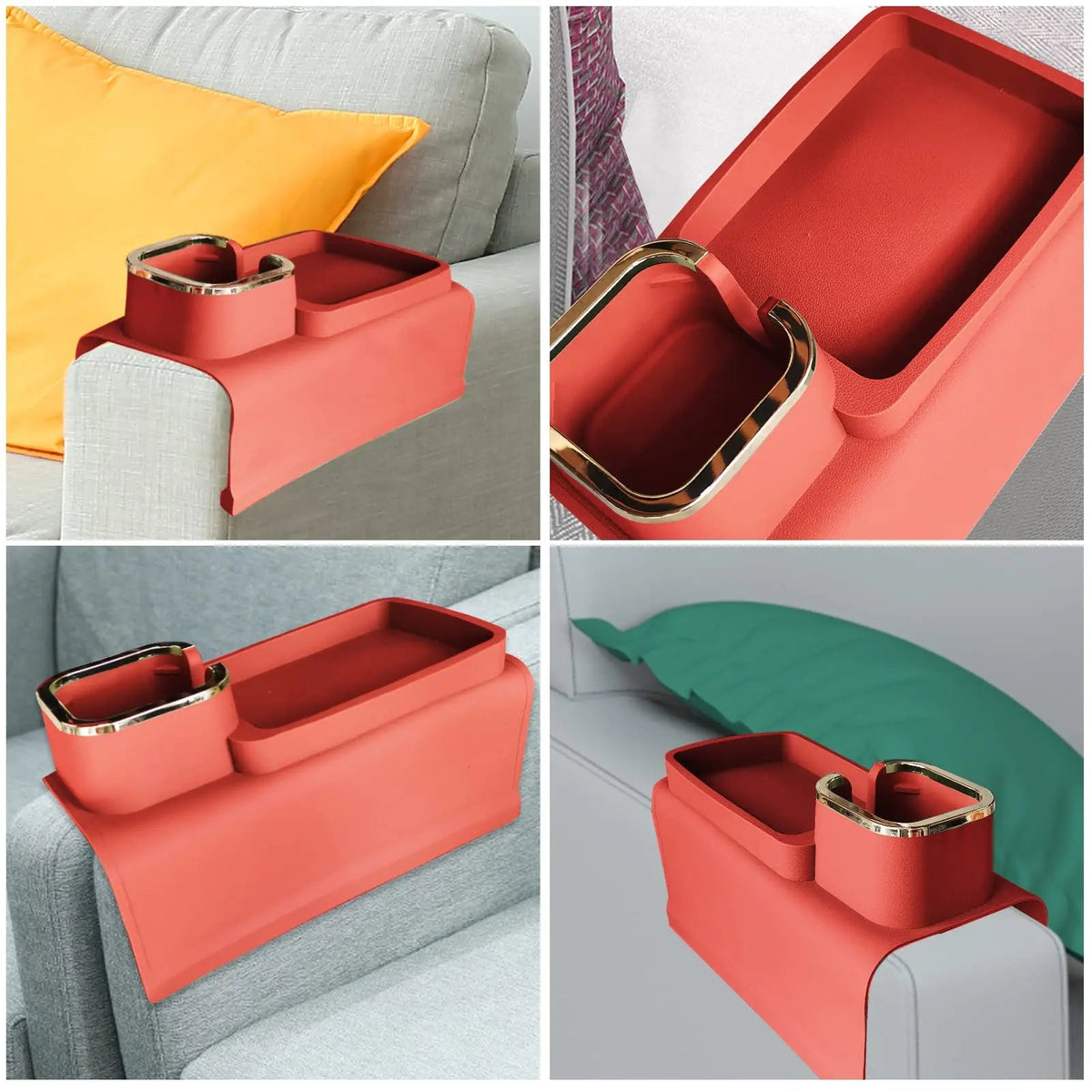 Spill-Proof Silicone Sofa Armrest Tray with Cup Holder – Ultimate Couch Organizer & Drink Holder for Effortless Comfort