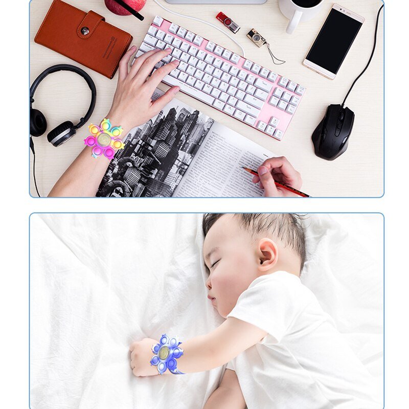 Spinning Pop Bubble Bracelet - Anti Stress Pops Wristband Light Bracelet for Kids