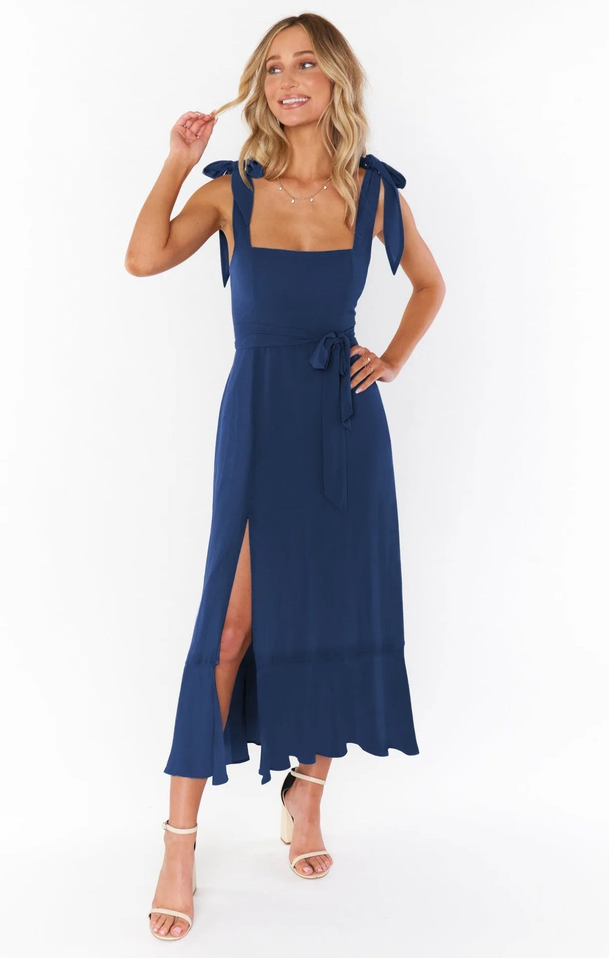 Spring/Summer Chiffon A-Line Strap Dress – Elegant Solid Color Ankle-Length Evening Bodycon Dress with Square Neck
