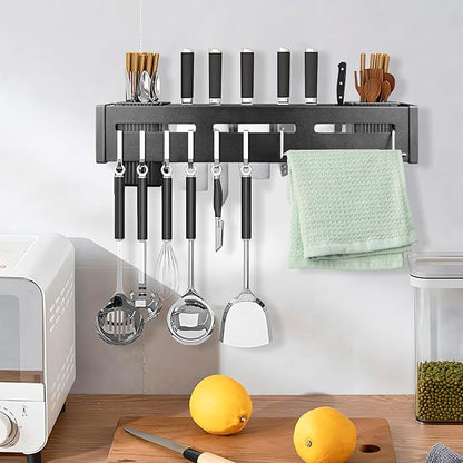 Stainless Steel Wall-Mounted Knife Holder – Space-Saving Kitchen Storage Rack