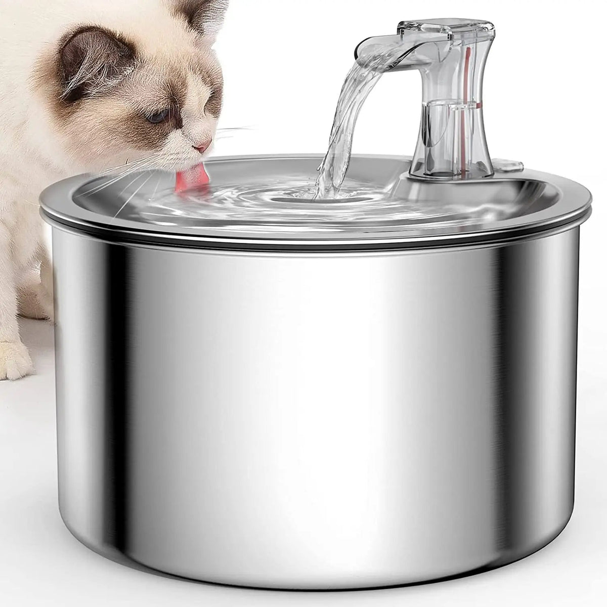 Stainless Steel Pet Water Fountain – 2L  Automatic Dispenser with Optional Sensor & Heater
