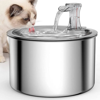 Stainless Steel Pet Water Fountain – 2L  Automatic Dispenser with Optional Sensor & Heater