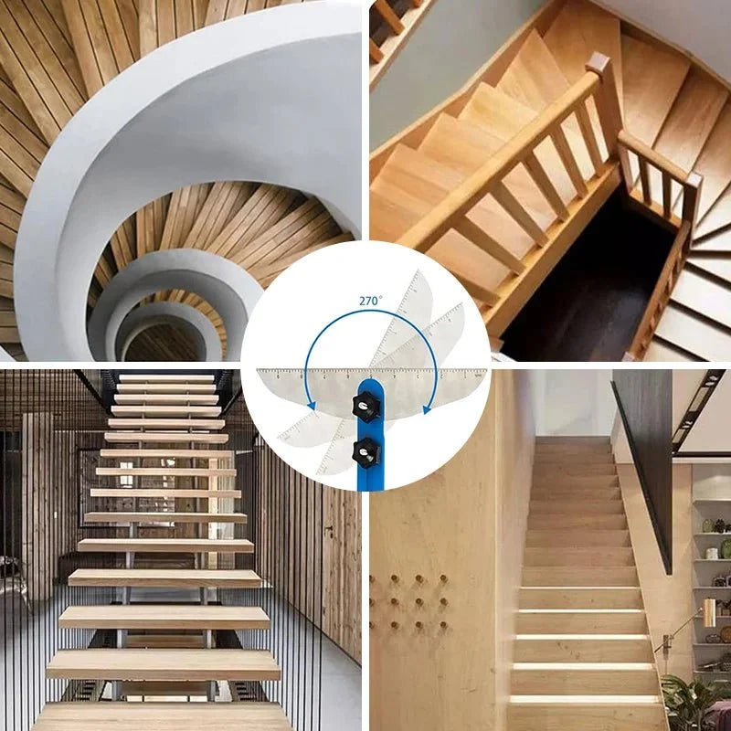 Stair Tread Jig Template Tool - Adjustable  Gauge for Stairs Risers, Shelves  and Partitions