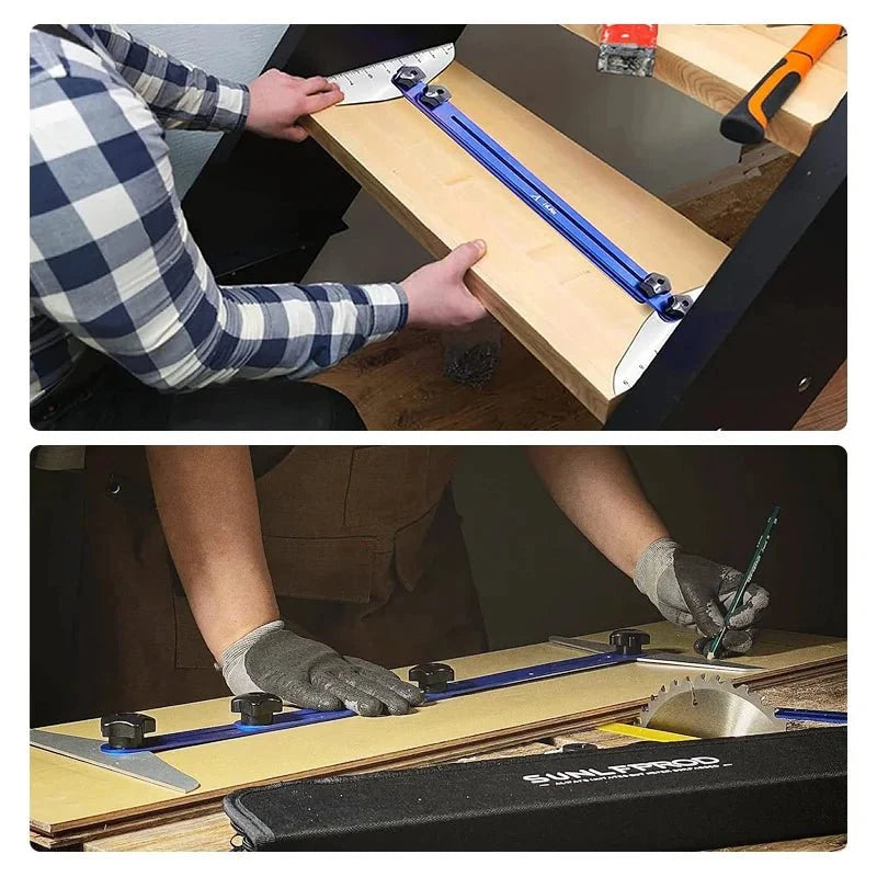 Stair Tread Jig Template Tool - Adjustable  Gauge for Stairs Risers, Shelves  and Partitions