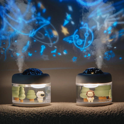 Starry Sky Wireless LED Projector Humidifier – Wireless Rechargeable Night Light with 2000mAh Battery for Dreamy Ambiance & Hydration