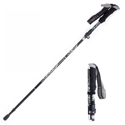 Telescopic Trekking Pole & Walking Stick – Single Adjustable Aluminum Pole, 4-Section T-Handle or 5-Section Folding