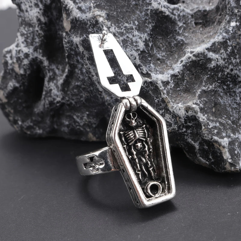 Street Style Coffin Ring – Bold & Unique Fashion Accessory for Men