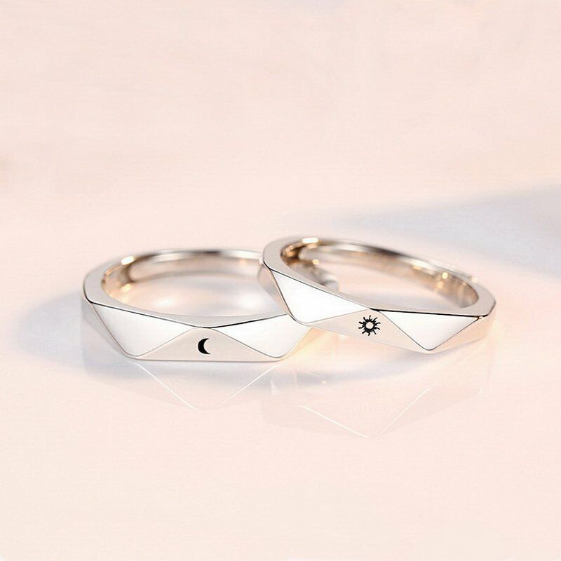 Sun and Moon Couple Rings - Couple Rings Set Promise Wedding Bands Men Women Jewelry Perfect for Valentine's Day