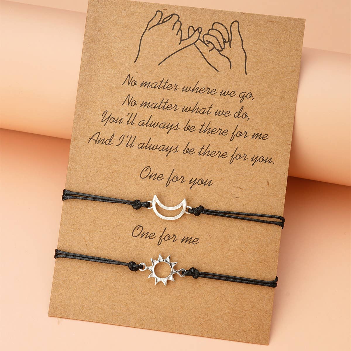 Sun & Moon Adjustable Buddy Bracelet -  Black Rope Thread String Bracelets For Couples Perfect for Valentine's Day
