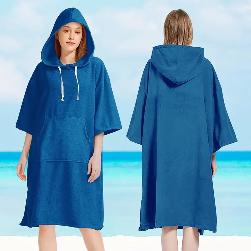 Surf Poncho Changing Robe - Quick Dry Solid Microfiber Unisex Hooded Towels