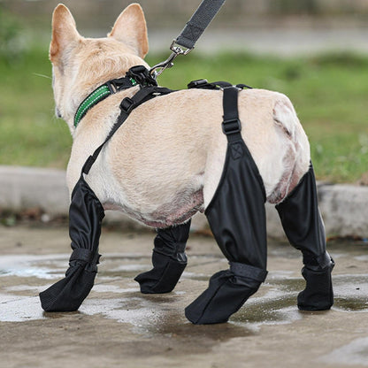 Suspender Dogs Boots - Waterproof Dog Shoes Adjustable Dog Boots Non Slip Breathable