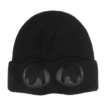 Warm Knitted Beanie With Goggle and Ear Protection – Insulated, Curled Edge, Perfect for Skiing and Winter Outdoor Adventures