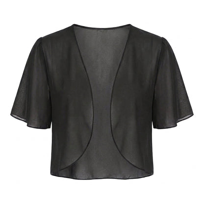 Women's Chiffon Cardigan – Sheer Short-Sleeve Bolero Shrug, Open Front Cropped Cardigan for Summer Dresses & Beach Cover-Ups