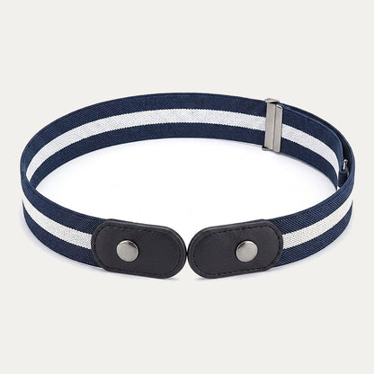 Buckle-Free Stretch Belt for Women - Flat Elastic Waist Belt with Snap Tabs, No Buckle Bulge