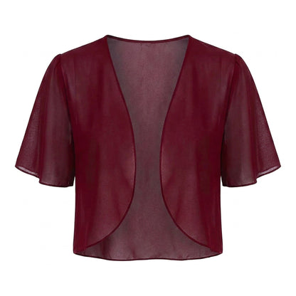 Women's Chiffon Cardigan – Sheer Short-Sleeve Bolero Shrug, Open Front Cropped Cardigan for Summer Dresses & Beach Cover-Ups