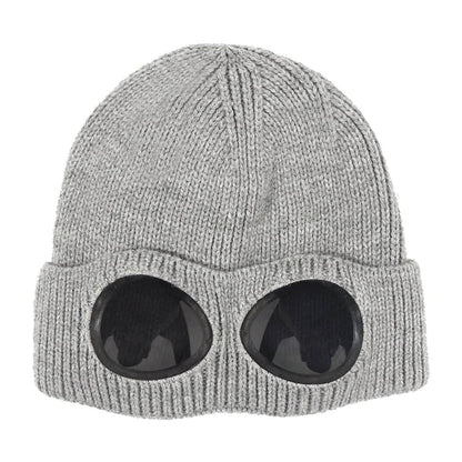 Warm Knitted Beanie With Goggle and Ear Protection – Insulated, Curled Edge, Perfect for Skiing and Winter Outdoor Adventures