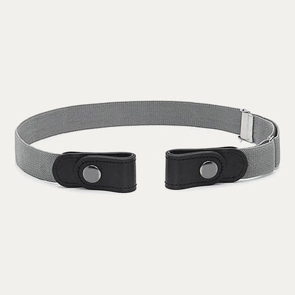 Buckle-Free Stretch Belt for Women - Flat Elastic Waist Belt with Snap Tabs, No Buckle Bulge