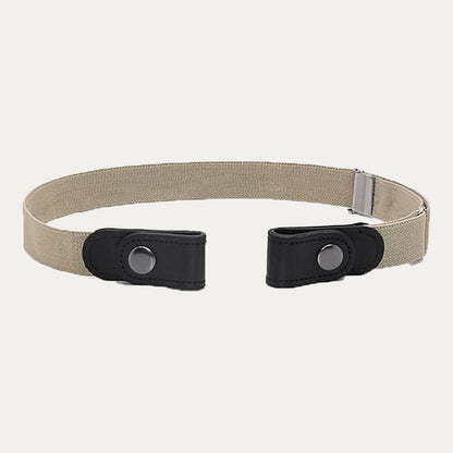 Buckle-Free Stretch Belt for Women - Flat Elastic Waist Belt with Snap Tabs, No Buckle Bulge