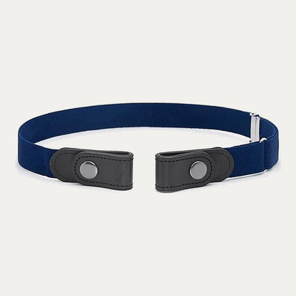 Buckle-Free Stretch Belt for Women - Flat Elastic Waist Belt with Snap Tabs, No Buckle Bulge
