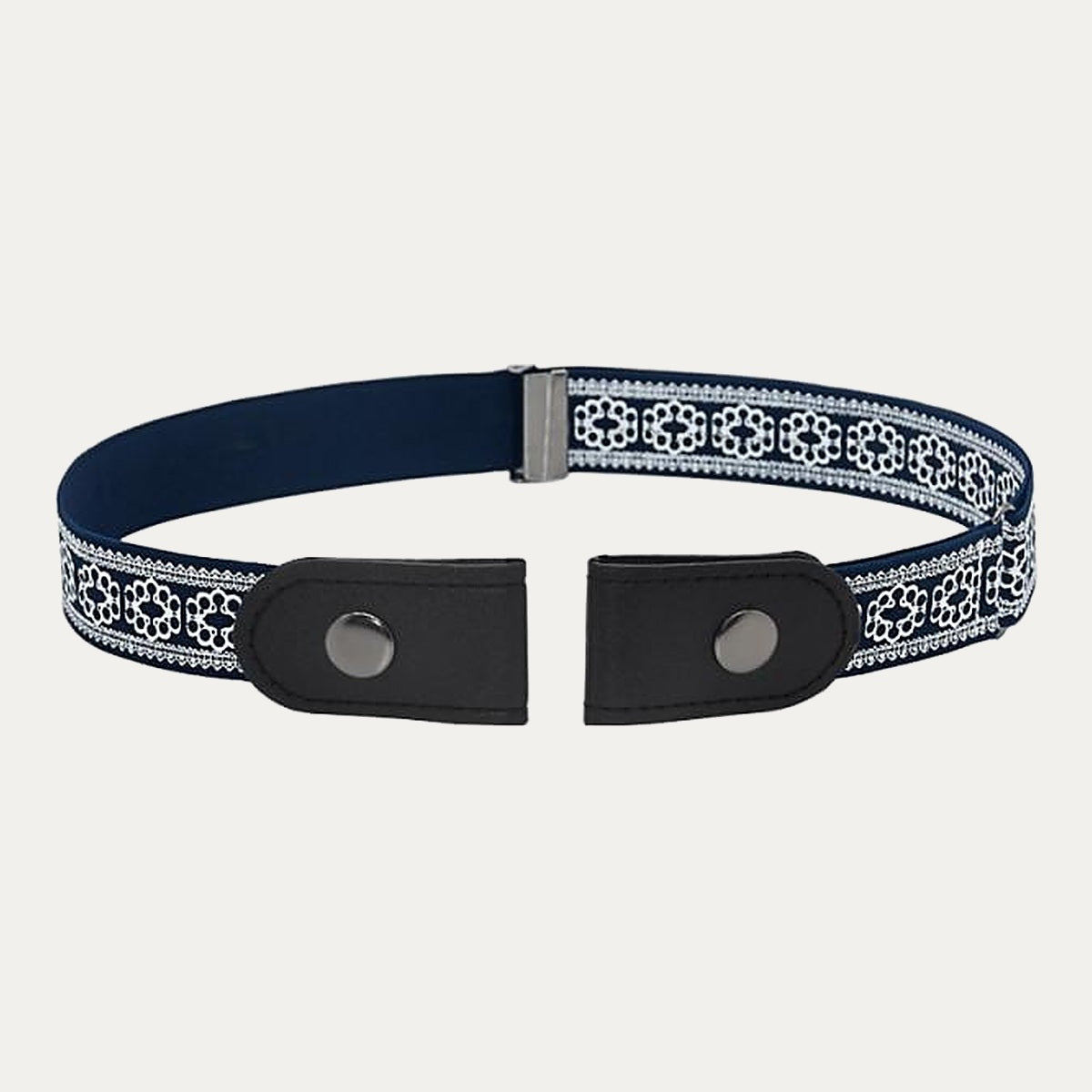 Buckle-Free Stretch Belt for Women - Flat Elastic Waist Belt with Snap Tabs, No Buckle Bulge