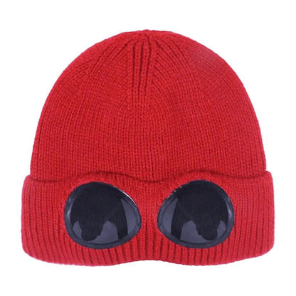 Warm Knitted Beanie With Goggle and Ear Protection – Insulated, Curled Edge, Perfect for Skiing and Winter Outdoor Adventures