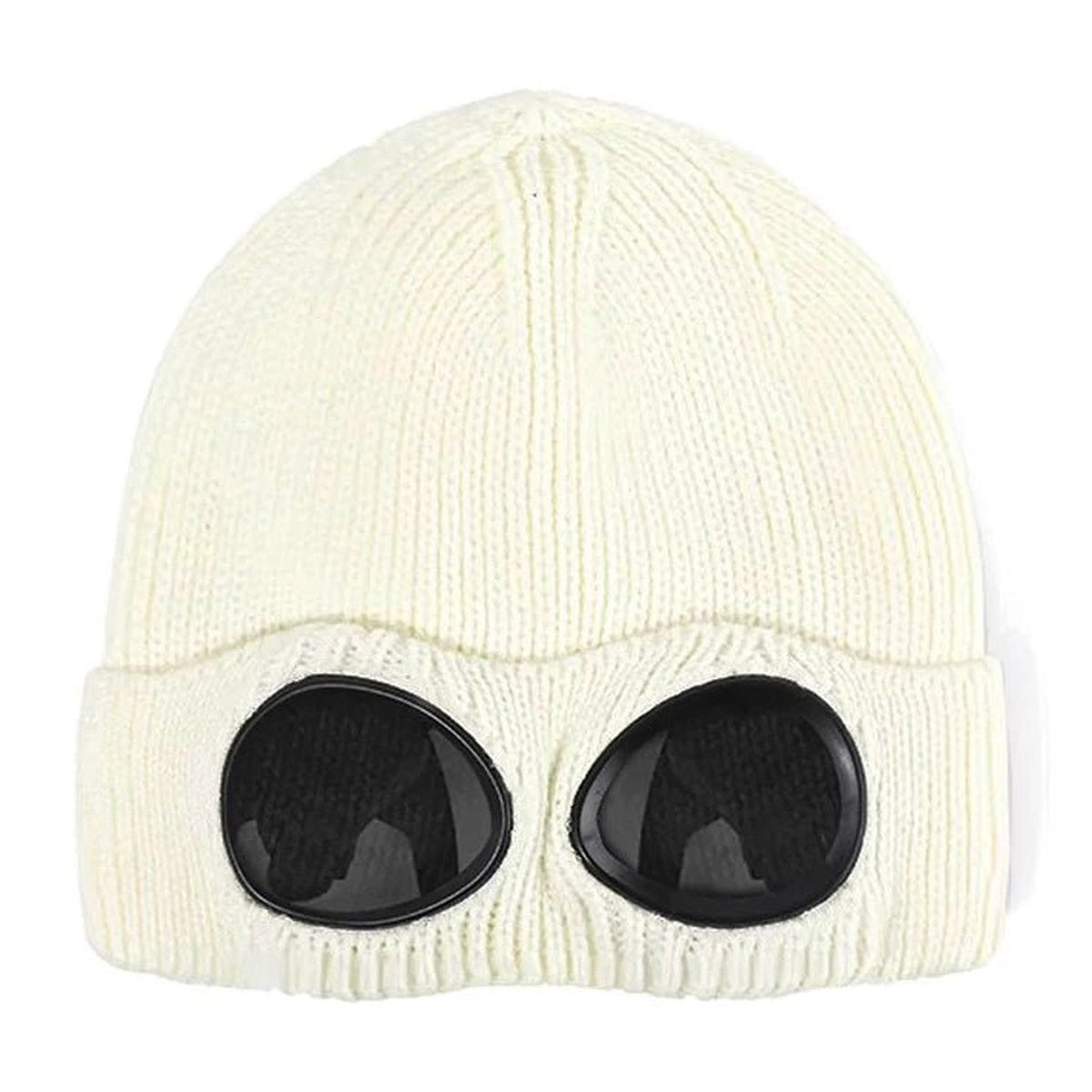 Warm Knitted Beanie With Goggle and Ear Protection – Insulated, Curled Edge, Perfect for Skiing and Winter Outdoor Adventures