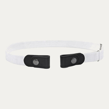 Buckle-Free Stretch Belt for Women - Flat Elastic Waist Belt with Snap Tabs, No Buckle Bulge