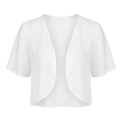 Women's Chiffon Cardigan – Sheer Short-Sleeve Bolero Shrug, Open Front Cropped Cardigan for Summer Dresses & Beach Cover-Ups