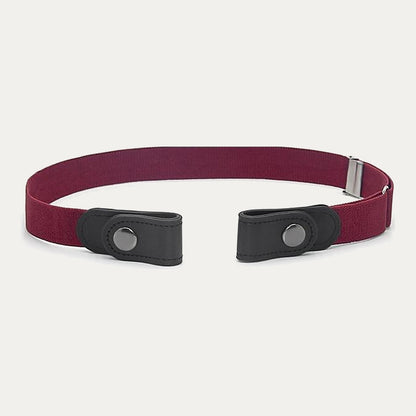 Buckle-Free Stretch Belt for Women - Flat Elastic Waist Belt with Snap Tabs, No Buckle Bulge