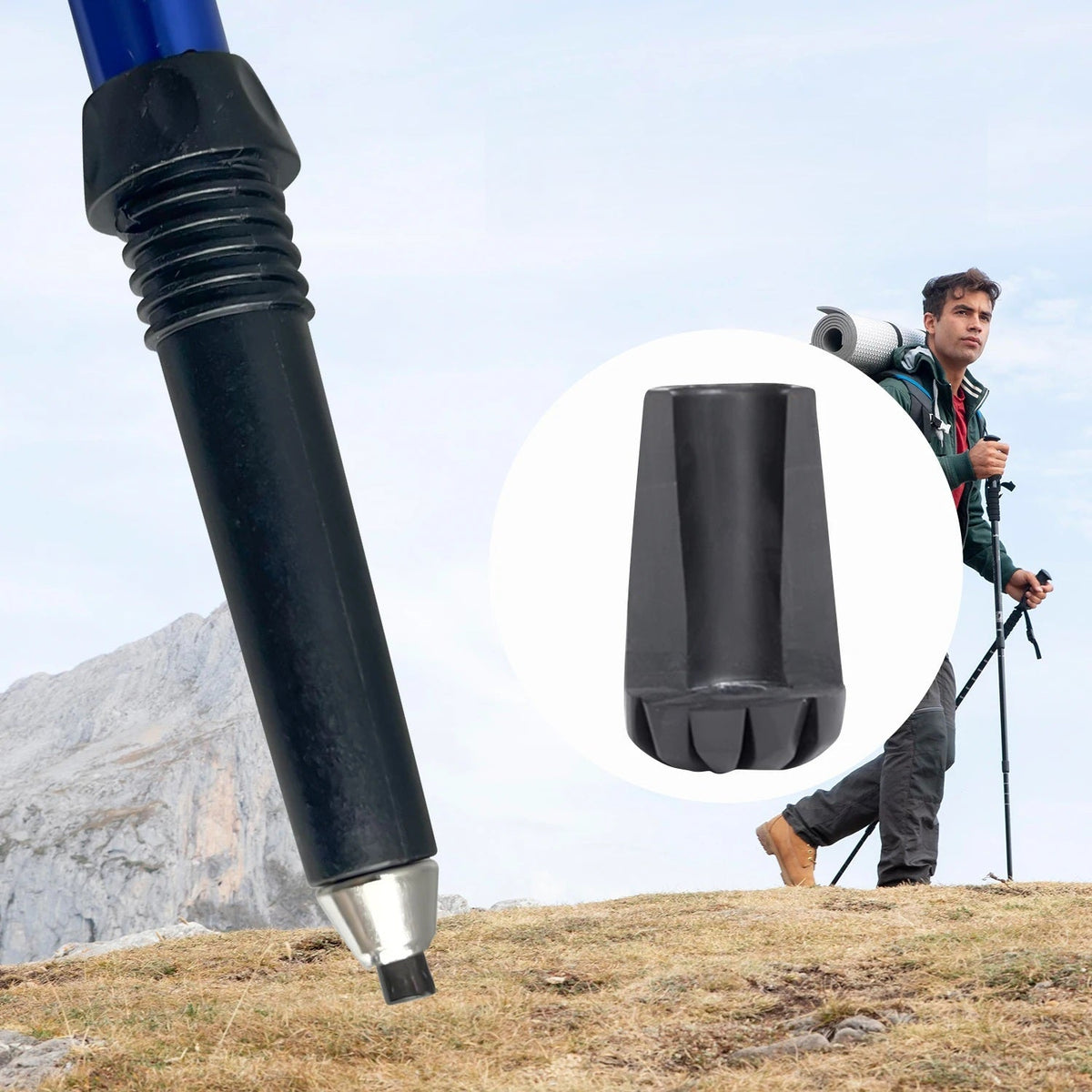 Telescopic Trekking Pole & Walking Stick – Single Adjustable Aluminum Pole, 4-Section T-Handle or 5-Section Folding