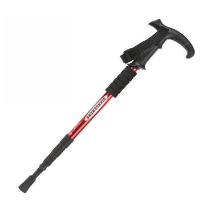 Telescopic Trekking Pole & Walking Stick – Single Adjustable Aluminum Pole, 4-Section T-Handle or 5-Section Folding