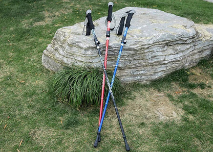 Telescopic Trekking Pole & Walking Stick – Single Adjustable Aluminum Pole, 4-Section T-Handle or 5-Section Folding