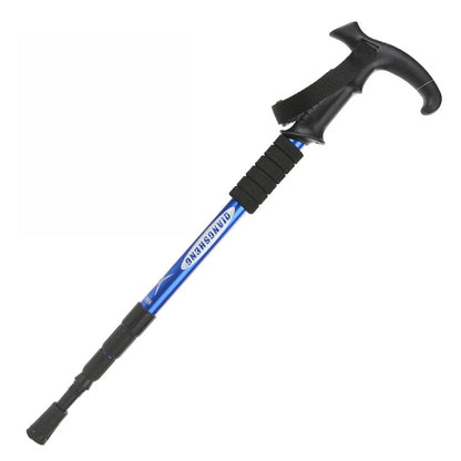 Telescopic Trekking Pole & Walking Stick – Single Adjustable Aluminum Pole, 4-Section T-Handle or 5-Section Folding