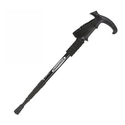 Telescopic Trekking Pole & Walking Stick – Single Adjustable Aluminum Pole, 4-Section T-Handle or 5-Section Folding