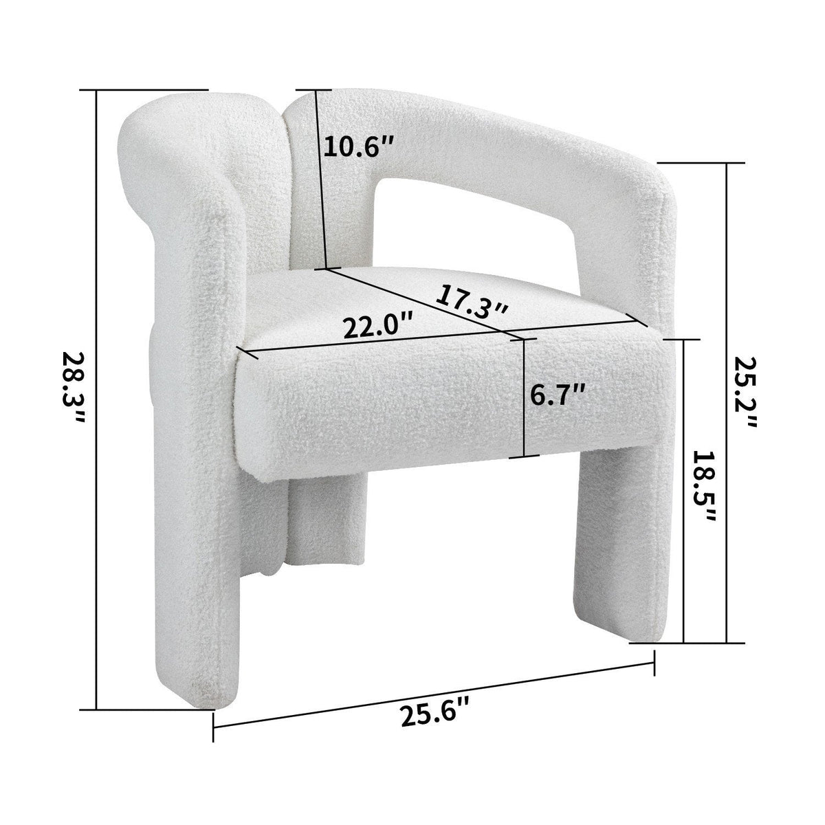 Teddy Fabric Modern Design Dining Chair, Open-Back, Modern Kitchen Armchair for Dining Room