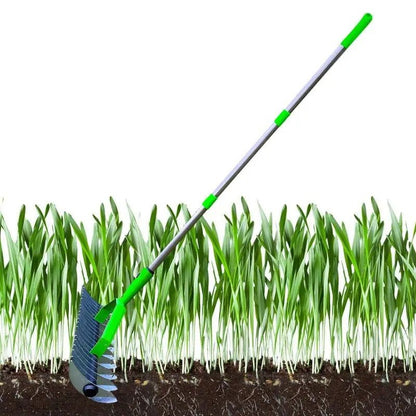 Thatch Rake - Efficient Steel Metal Lawn Grass Dethatching Rake with Stainless Steel Handle