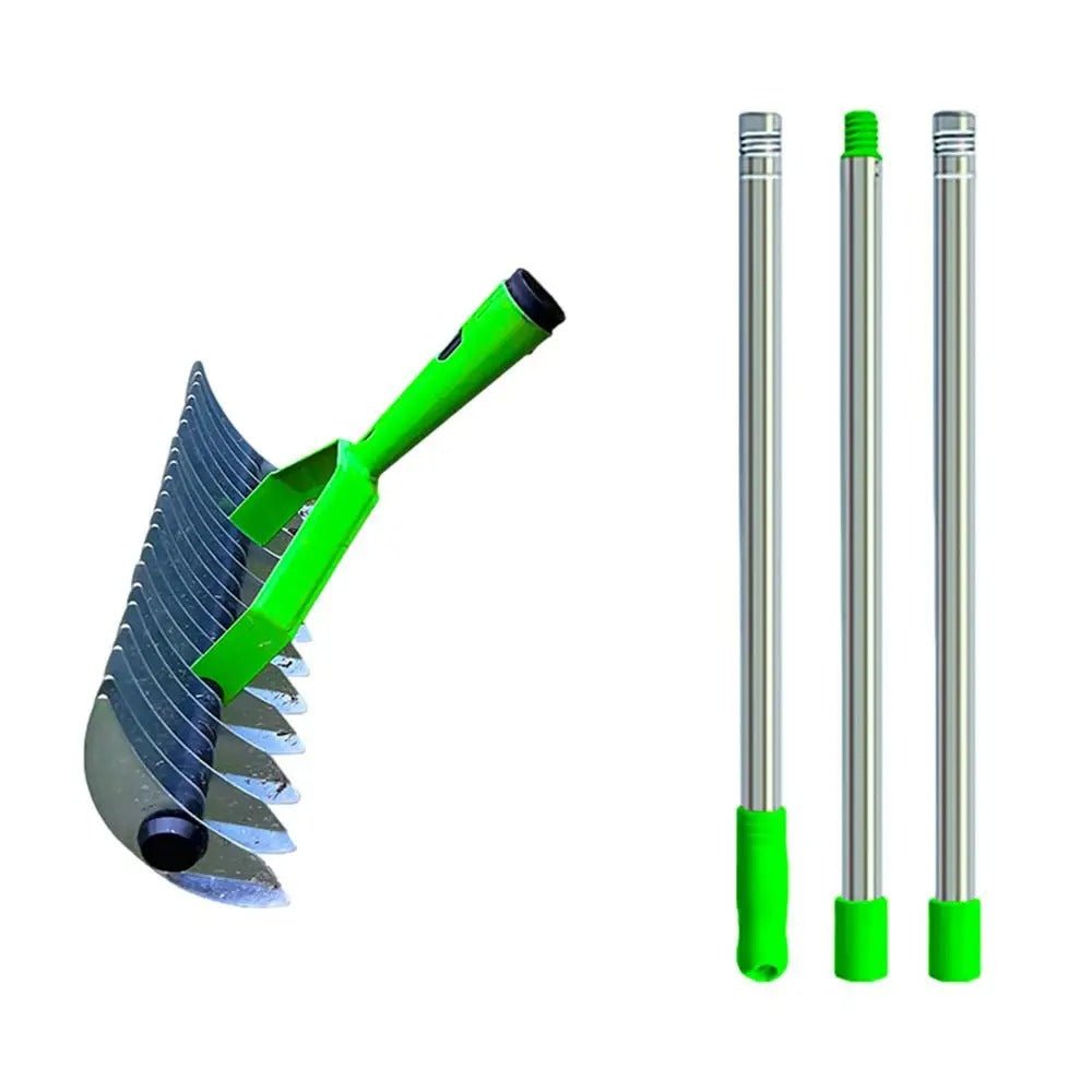 Thatch Rake - Efficient Steel Metal Lawn Grass Dethatching Rake with Stainless Steel Handle