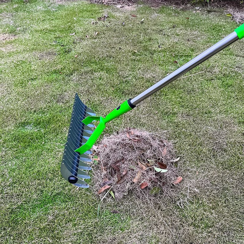 Thatch Rake - Efficient Steel Metal Lawn Grass Dethatching Rake with Stainless Steel Handle
