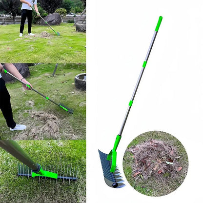 Thatch Rake - Efficient Steel Metal Lawn Grass Dethatching Rake with Stainless Steel Handle
