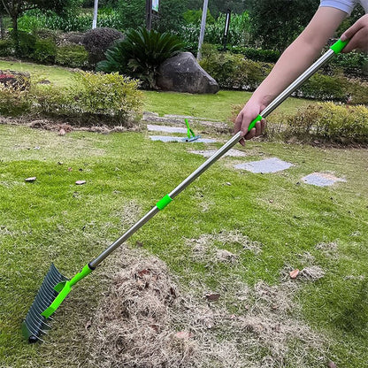 Thatch Rake - Efficient Steel Metal Lawn Grass Dethatching Rake with Stainless Steel Handle