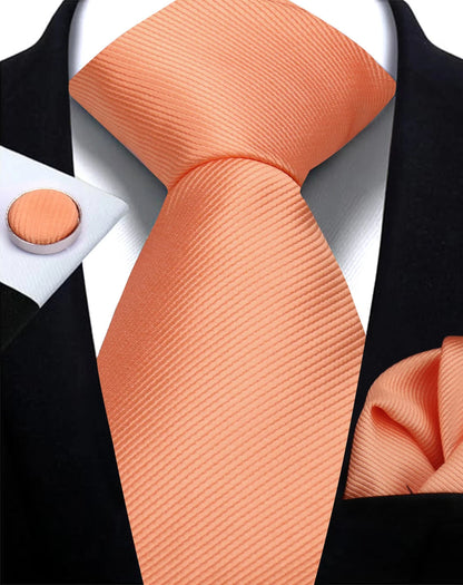 Classic Solid Color Tie Set – Elegant Men’s Neckties with Cufflinks for Weddings & Business Occasions